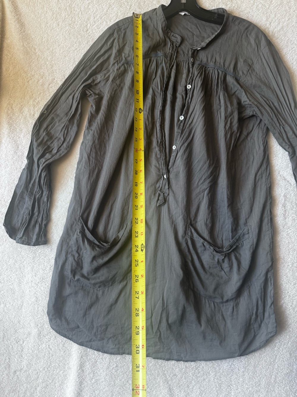 Zara Cotton Lightweight Pintuck Shirt Tunic M Pocket Top Dress Boho Cottagecore - Picture 15 of 15